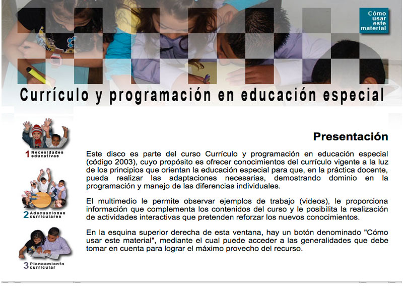 Detalle de Currículo y programación en educación especial