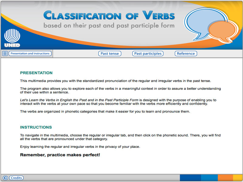 Detalle de Classification of verbs base don their past and past participle form
