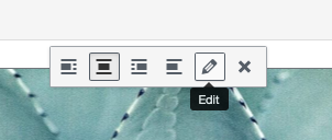 Edit icon on top of an image in the visual editor