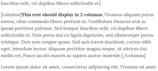 Example of the columns shortcode.