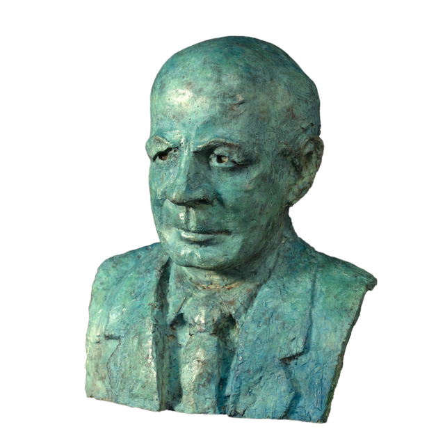 Foto de costado del busto de Abelardo Bonilla