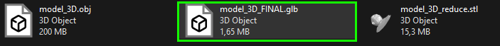 Comparativa final entre archivos de modelado 3D